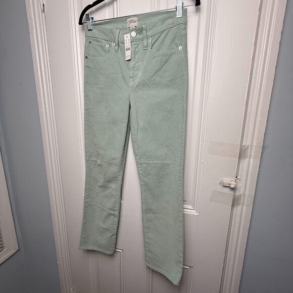 J Crew Vintage Slim Straight Womens 26 Mint Green Corduroy Zip Fly Mid Rise NWT - Picture 1 of 9